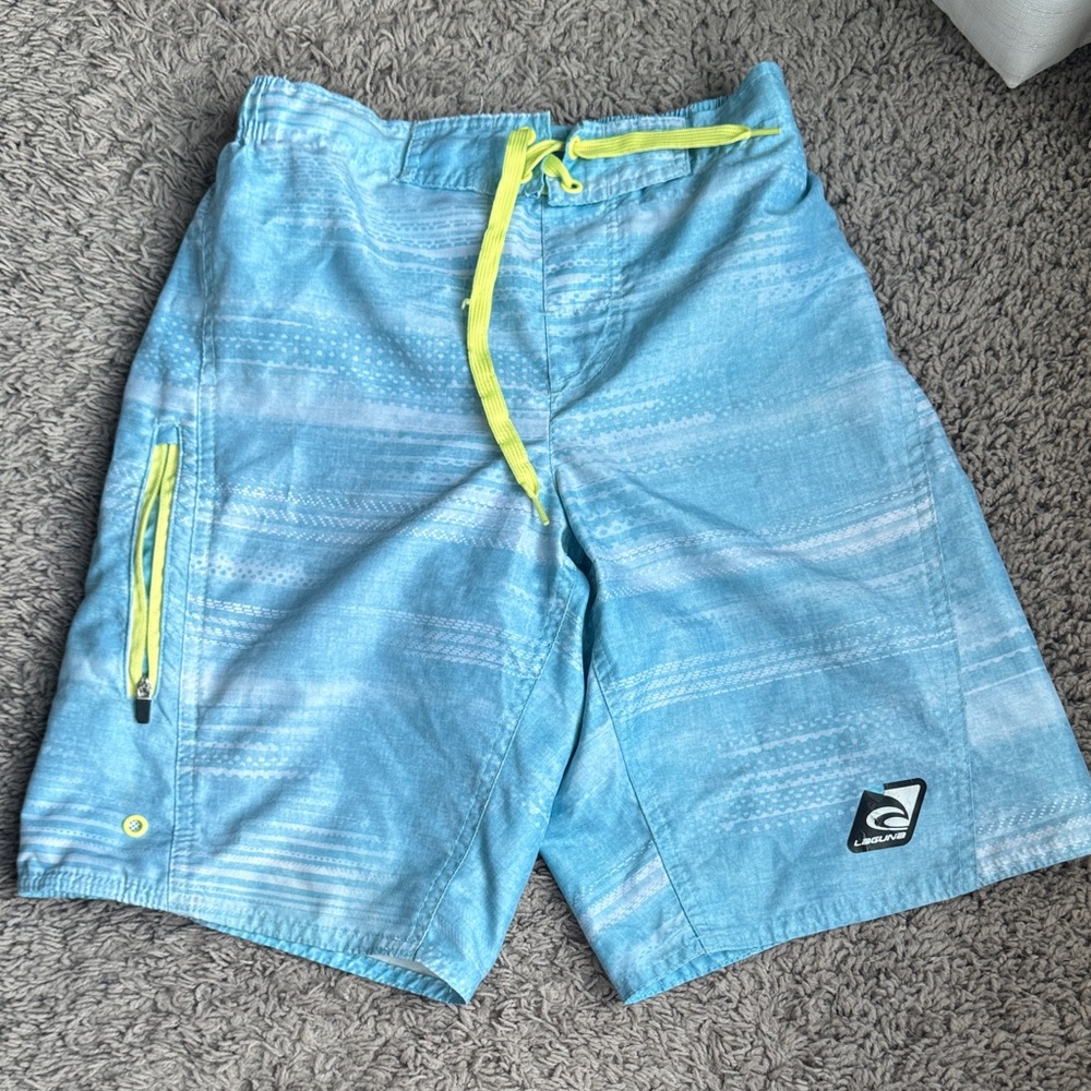 Laguna B Kids Swim Trunks - Blue and Yellow